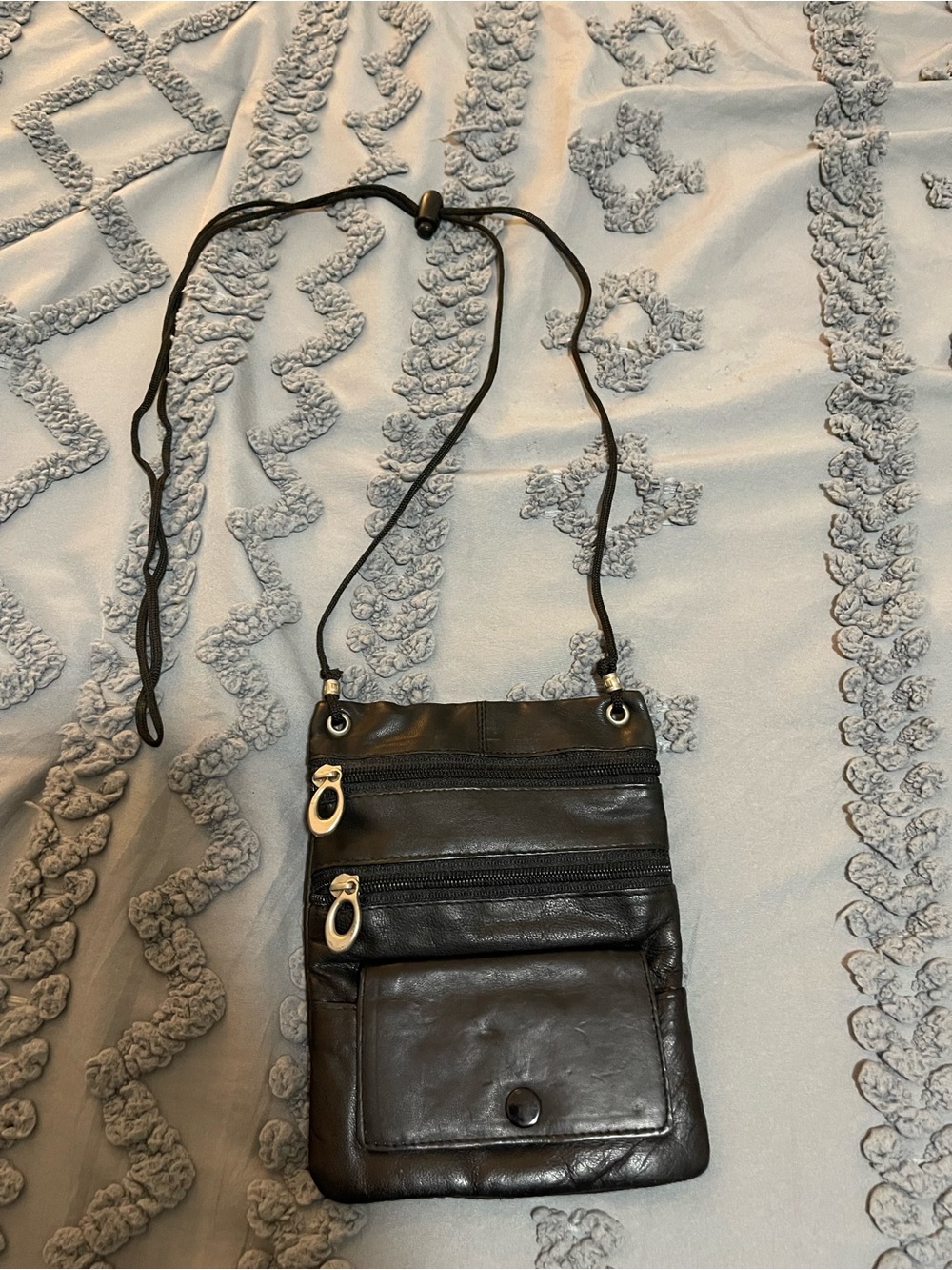 Marshall Black Leather Mini Crossbody Pouch